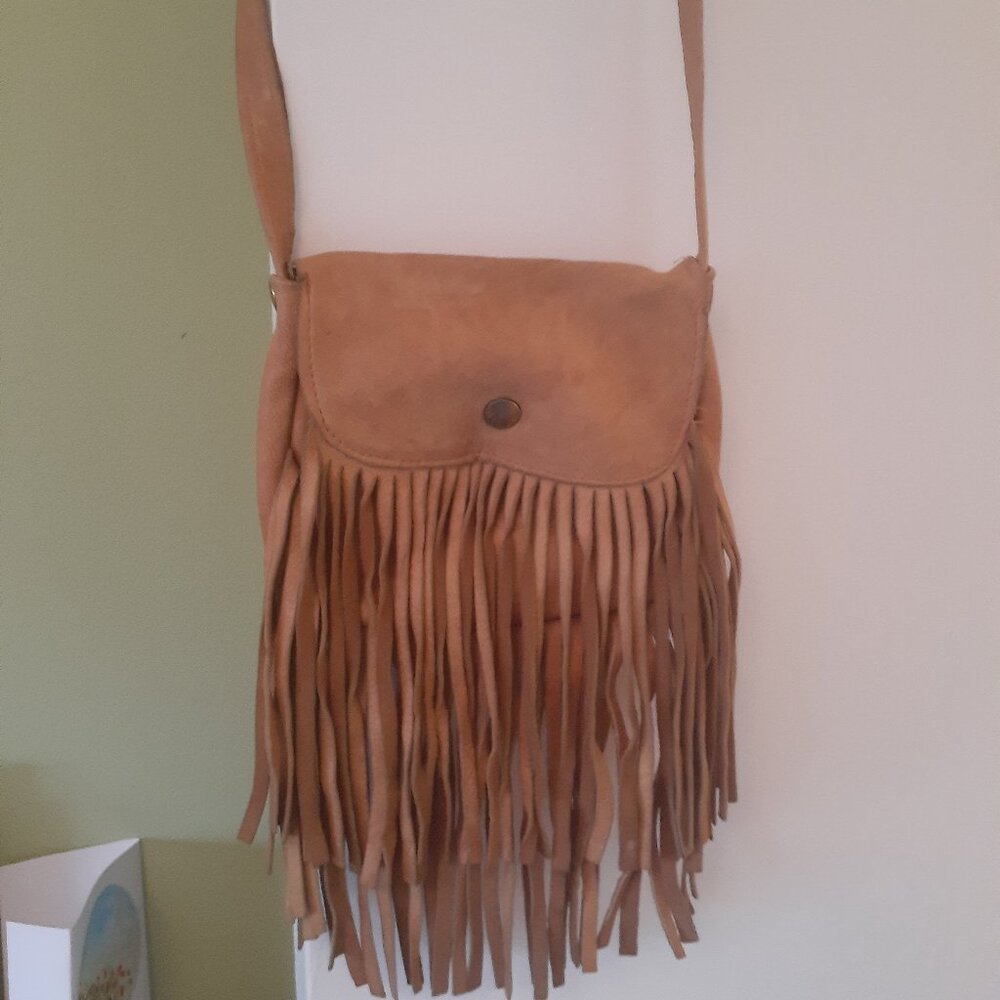 Vintage Boho Hippie Leather Fringed Purse - Picture 2 of 12